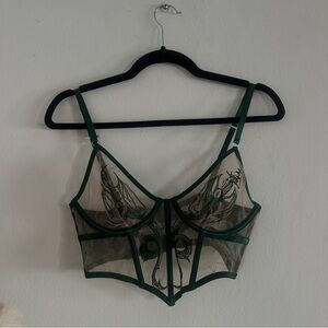 Green Sheer Embroidered Bralette